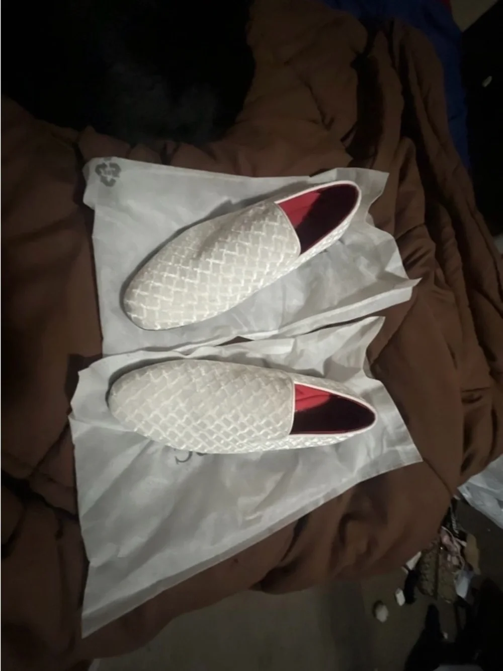 men White Quilted Slip-On Loafers